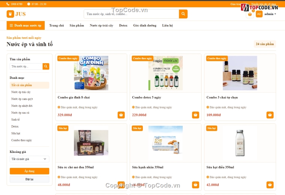 nước ép,Website bán hàng,Web bán hàng